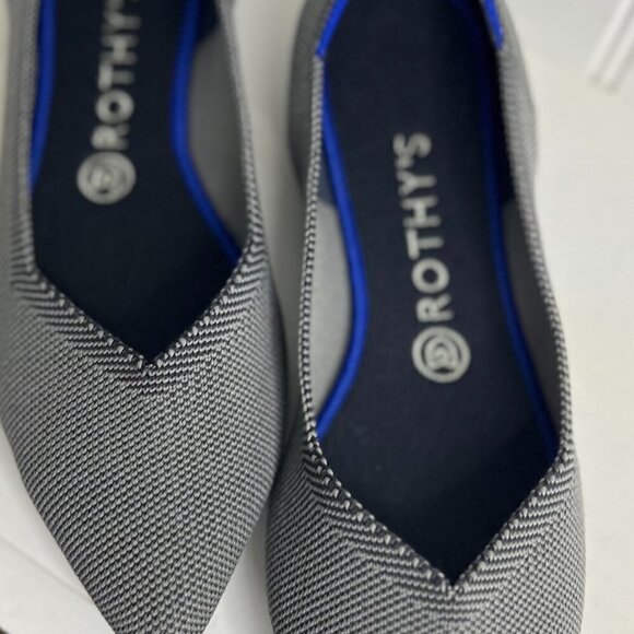 Rothy's Womens 9.5 The Point Grey with Blue Knit Fabric Ballet Flats Shoes - Picture 5 of 6